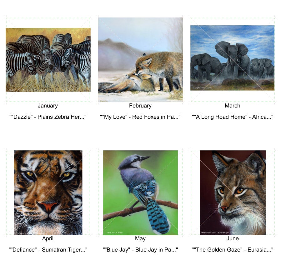 2024 wildlife art calendar by Sophie Parkhill (SP Wildlife Art) SP